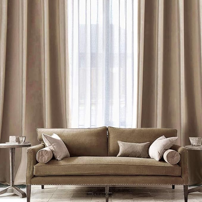 MIULEE Velvet Curtains Camel Beige 52 x 84 Inch Length Set of 2