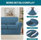 Turquoize 4 Piece Sofa Covers for 3 Cushion Couch Sofa Slipcover with Separate Cushion Couch Cover for Dogs Thick Soft Slipcover Washable Elastic Furniture Protector for Pets(XL Sofa,Dusty Blue)