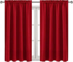 DWCN Christmas Blackout Curtains Room Darkening Thermal Insulated Bedroom Curtains Window Curtain Panels, 52 x 54 inches Long, Set of 2 Red Rod Pocket Drapes