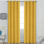 Yakamok Grommet Room Darkening Soft Thermal Insulated Mustard Yellow Blackout Curtains Window Panels for Bedroom, Width 52 Inch by Length 96 Inch, Two Curtain Panels