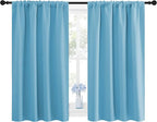 NICETOWN Kitchen Window Blackout Curtain Panels - Energy Saving Window Covering Thermal Insulated Rod Pocket Drapes for Basement(Teal Blue, Set of 2 Panels, 42 by 45 inches Long)