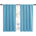 NICETOWN Kitchen Window Blackout Curtain Panels - Energy Saving Window Covering Thermal Insulated Rod Pocket Drapes for Basement(Teal Blue, Set of 2 Panels, 42 by 45 inches Long)
