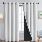 Yakamok 100% Blackout Curtains 90 Inches Long, 2 Thick Layers Heat and Full Light Blocking Soft Thermal Insulated Drapes for Bedroom(52" Wide Each Panel, Greyish White, 2 Panels)
