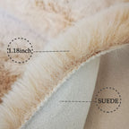 Ghouse Faux Rabbit Fur Round Rug 6ft Light Brown Beige Round Rugs for Bedroom Decor Fluffy Area Rugs for Living Room, no-Shedding Carpet Sheepskin Washable Rug Rome Decor
