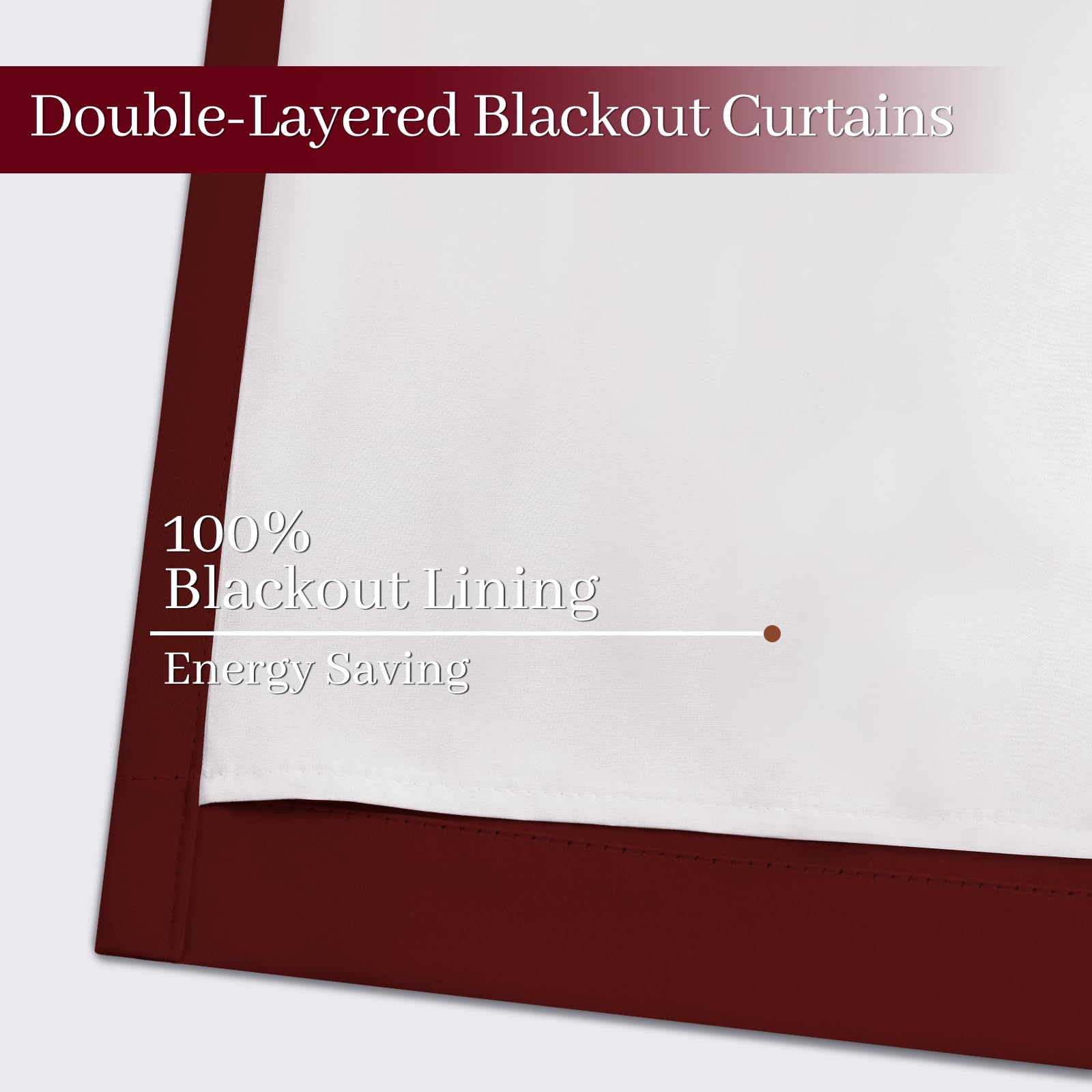 Yakamok 100% Blackout Curtains 52x96 inch Burgundy Red Window Drape-Bedroom