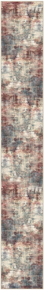 IOHOUZE Abstract Runner Rug 3x20 Ft Extra Long Washable Runners for Hallways, Non Slip Kitchen Runner Printed Faux Wool Entryway Runner Indoor, Modern Abstract Floor Carpet for Hall Stair, Red/Multi