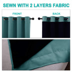 NICETOWN 100% Blackout Curtains 45 inches Long, Sea Teal, 1 Pair, 42 inches Width Each Panel, 2 Thick Layers Completely Blackout Window Treatment Thermal Insulated Lined Drapes for Small Window