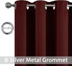 Yakamok 63 Inch Length Burgundy Red Blackout Curtains for Bedroom 63 Inch Length, Thermal Insulated Room Darkening Grommet Top Window Drapes for Living Room,42W x 63L,2 Panels