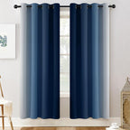 Yakamok 72 Inch Length Light Blocking Grommet Window Drapes,Blue and Greyish White Room Darkening Gradient Color Curtains for Bedroom(52x72 Inch, Set of 2)