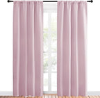 NICETOWN Living Room Blackout Curtains - Nursery Essential Thermal Insulated Solid Rod Pocket Blackout Panels/Drapes (Lavender Pink=Baby Pink, 1 Pair, 42 x 84 Inch)