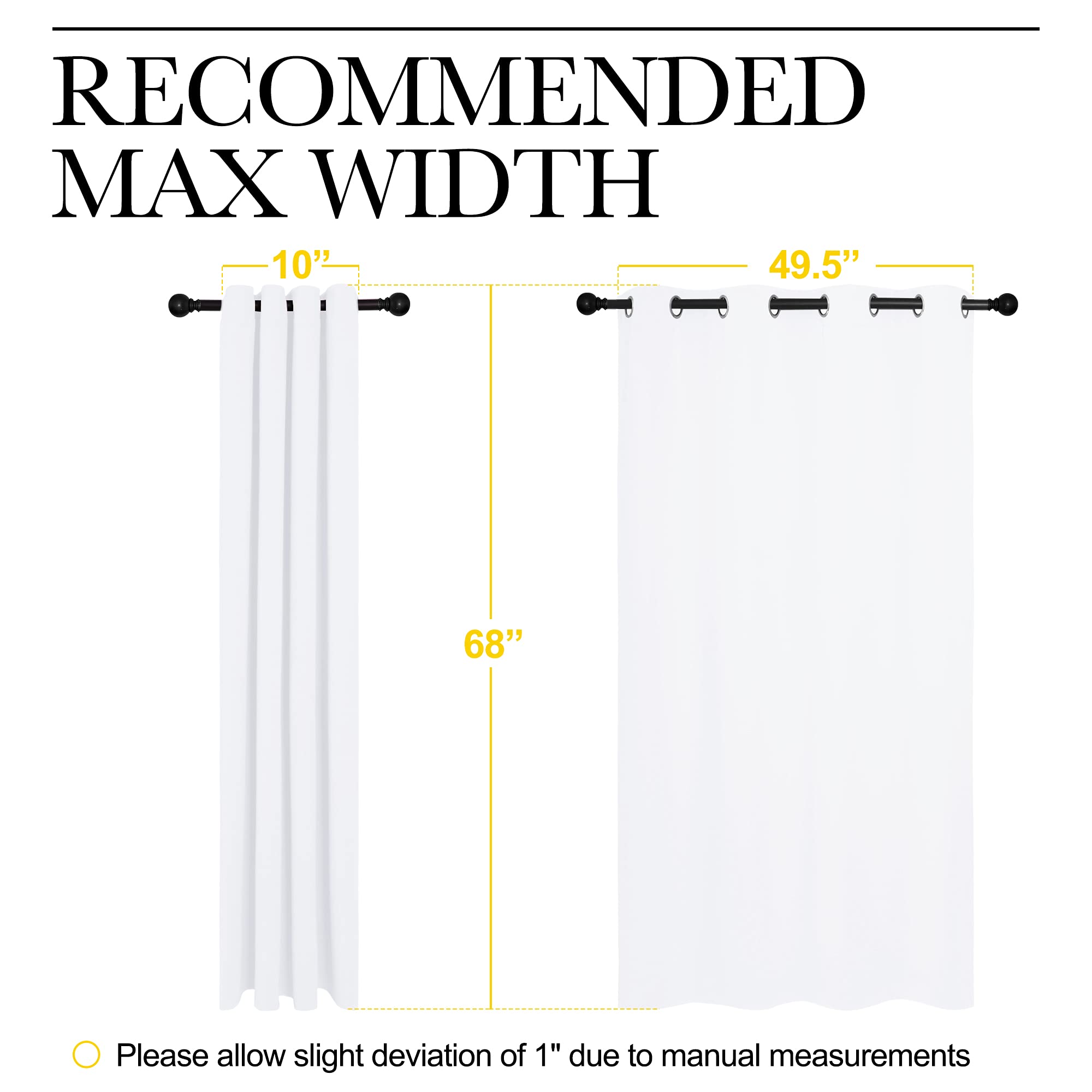 NICETOWN Draperies Curtains Panels, Blocking Out 50% Sunlight Window Treatment Curtains, Small Window Drapes for Bedroom (2 Panels, 55 by 68, White)
