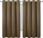 LEMOMO Brown Blackout Curtains 66 x 63 Inch Length/Set of 2 Curtain Panels/Thermal Insulated Room Darkening Blackout Curtains for Bedroom