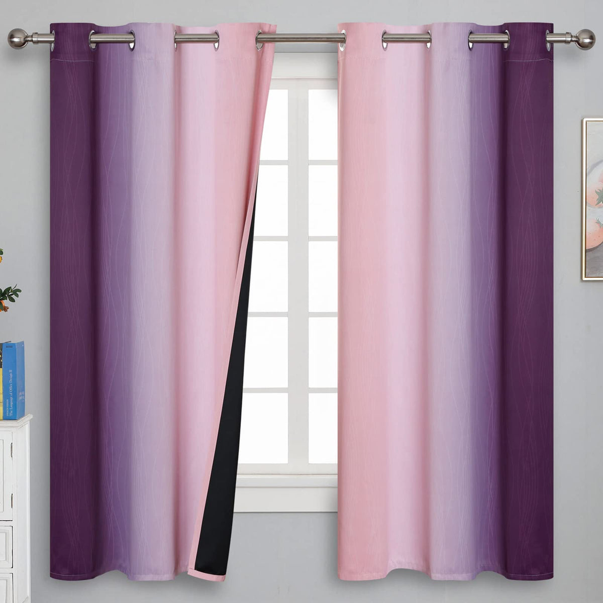 Estelar Textiler Red and Black Ombre Blackout Bedroom Curtains 45 Inch Long