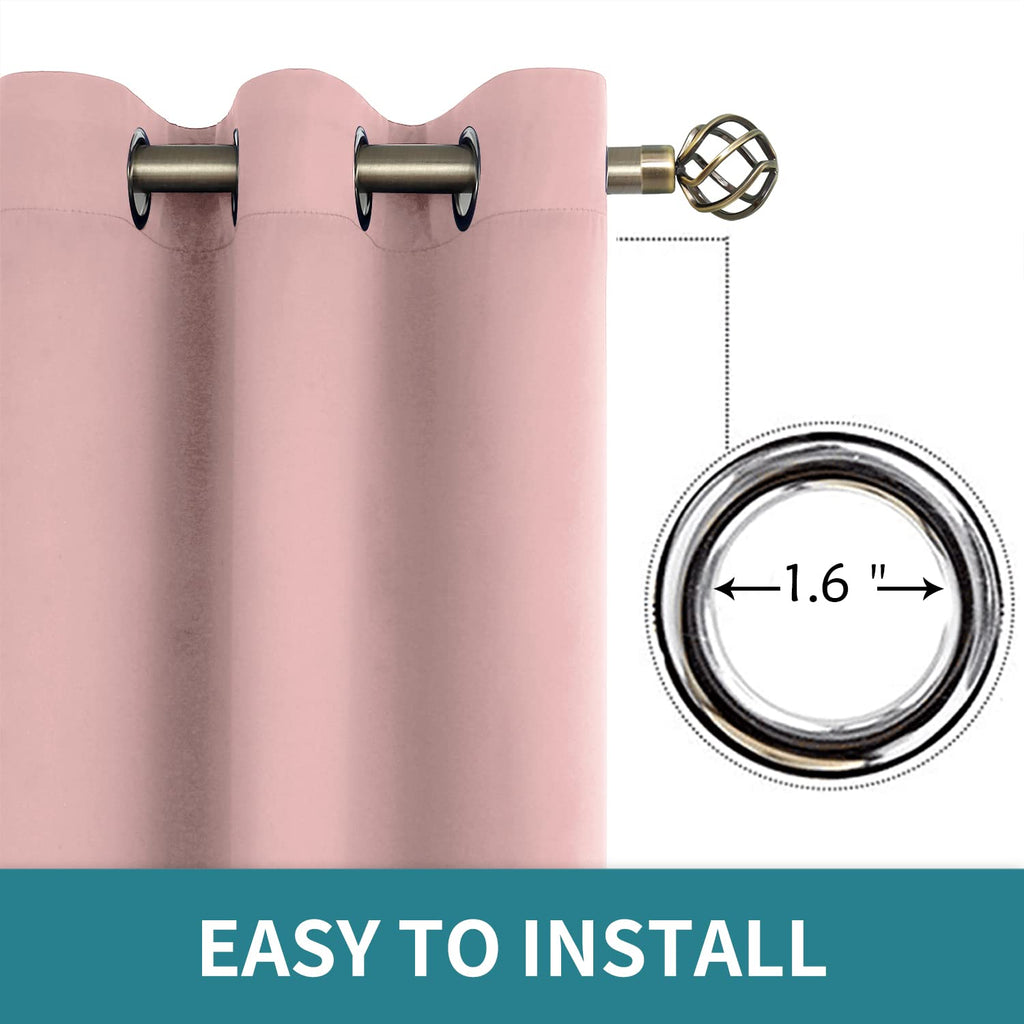 BGment Pink Room Darkening Curtains 72 Inch for Bedroom - 2 Panels