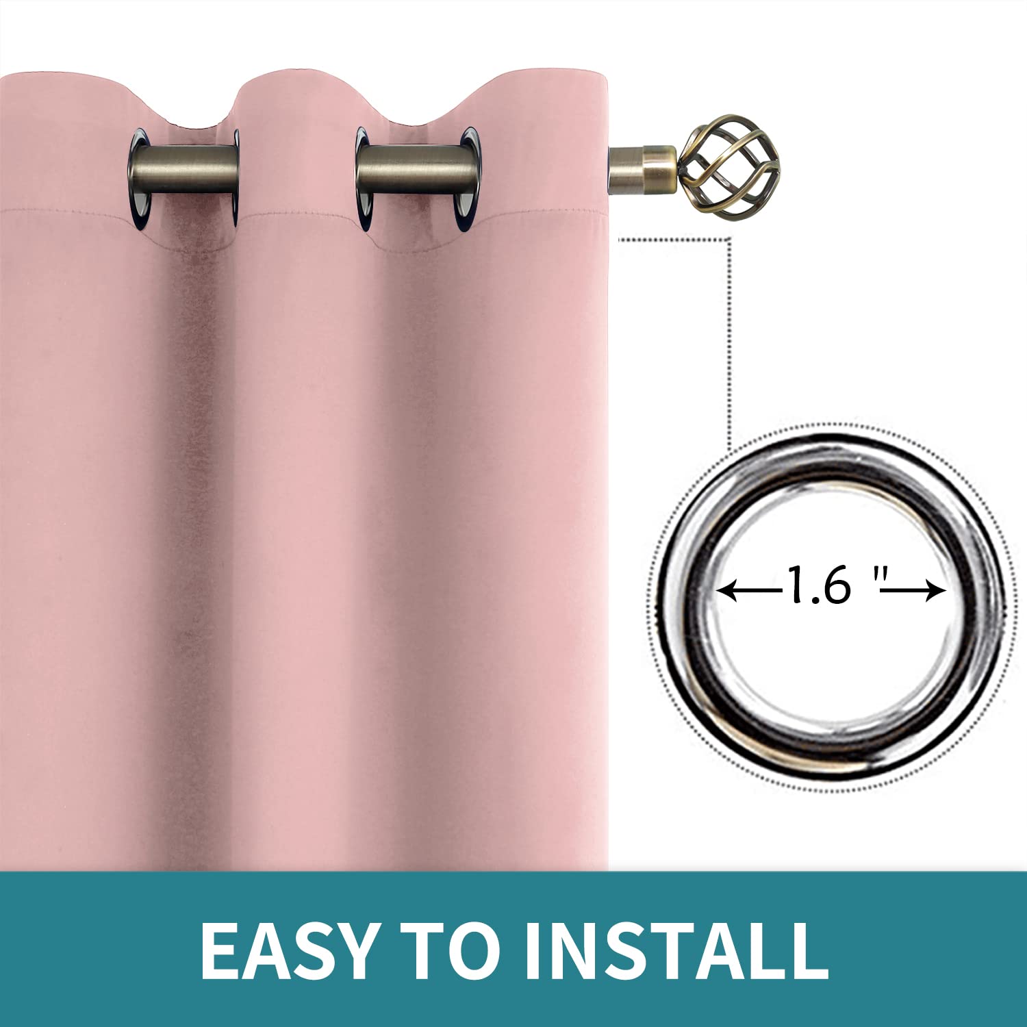 BGment Pink Room Darkening Curtains 72 Inch for Bedroom - 2 Panels