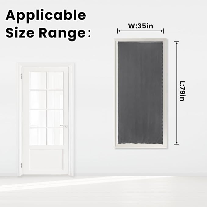 Sovtfides Magic Tape Stick On Curtains Window Shades Pull Down Blackout Window Cover Blackout Curtains for Bedroom No Drillng Self Adhesive Curtains No Rod Small Curtain, 35" W X 79" L, Grey, 1 Panel