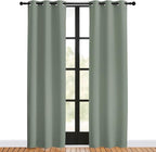 NICETOWN Window Curtain Panels, Greyish Green, 1 Pair, 34 by 80-inch, Thermal Insulated Solid Grommet Blackout Draperies/Drapes for Basement