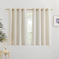 NICETOWN Natural Linen Cafe Curtains 45 inch Length, Thick Flax Linen Window Treatments Privacy Assured with Light Filtering for Farmhouse/Bedroom, W55 x L45, 2 Panels
