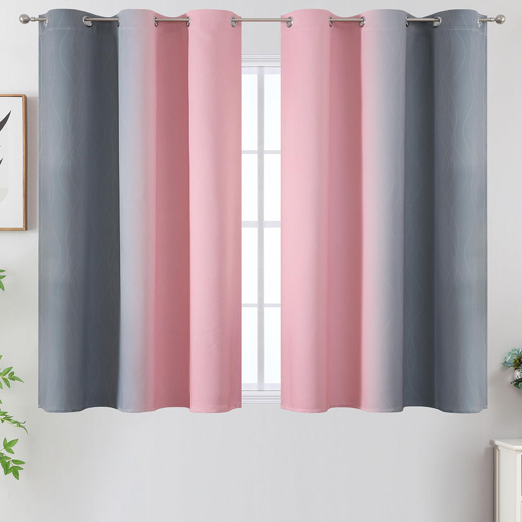 Estelar Textiler Ombre Grey and Pink Blackout Curtains for Bedroom 54 Inch
