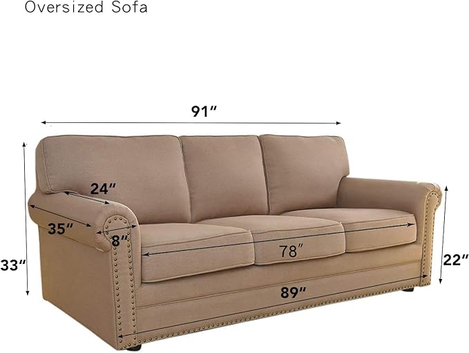 Easy-Going Stretch Oversized Sofa Slipcover 1-Piece Sofa Cover Furniture Protector Couch Soft with Elastic Bottom for Kids, Polyester Spandex Jacquard Fabric Small Checks Olive Green