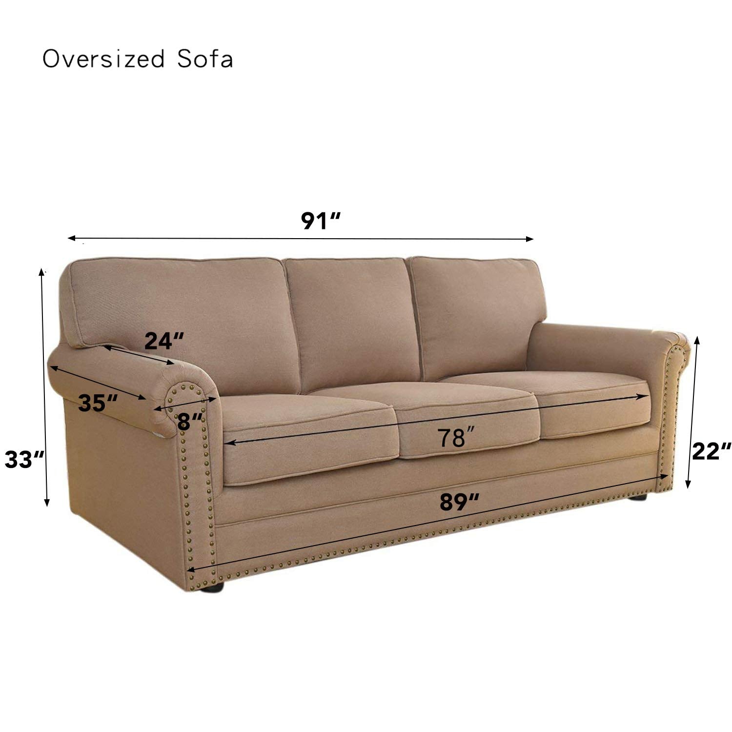 Easy-Going Stretch Oversized Sofa Couch Slipcover Washable Natural