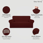 Easy-Going Stretch Oversized Loveseat Slipcover 1-Piece Sofa Cover Furniture Protector Couch Soft with Elastic Bottom for Kids Polyester Spandex Jacquard Fabric Small Checks Wine