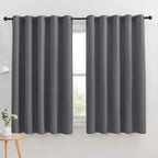 NICETOWN Grey Blackout Curtain Panels for Bedroom, Thermal Insulated Grommet Top Blackout Draperies and Drapes for Basement (2 Panels, W70 x L63-inch, Grey)