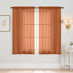 Orange Window Sheer Curtains 54 inch Length, Soft Airy Light Filtering Sheer Curtain 2 Panels Set, Dual Rod Pocket Gauze Orange Drapes for Living Room Bedroom, 2x42Wx54L Inches