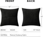 MIULEE Black Decorative Throw Pillow Covers 18x18 Inch for Couch Bed Sofa Pack of 2 Boho Farmhouse Throw Pillows Soft Cross Corduroy Patchwork Textured Cushion Cases