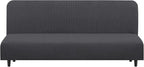 U-NICE HOME Stretch Futon Cover Armless Bed Slipcover - Soft Jacquard Fabric Washable for Pet Friendly, Dark Grey