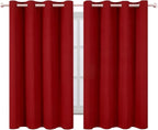 LEMOMO Blackout Curtains 66 x 54 Inch Long Red Curtains Set of 2 Panels Room Darkening Curtains for Bedroom and Living Room