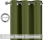 Yakamok Blackout Curtains for Bedroom,Thermal Insulated Blackout Grommet Top Drapes for Living Room, Olive Green,38x84 Inch, 2 Panels
