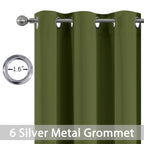 Yakamok Blackout Curtains 38x84 inch Olive Green Thermal Drapes-Bedroom