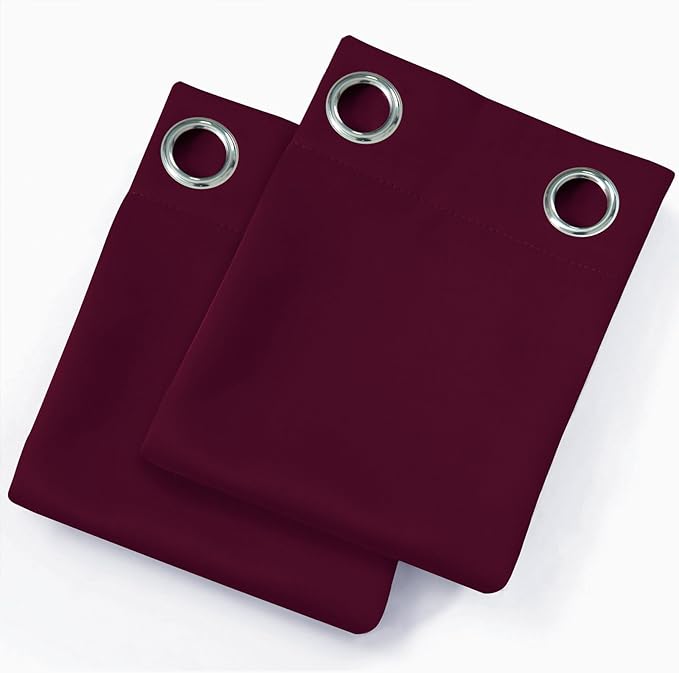 LEMOMO Blackout Curtains 66 x 72 Inch Long Burgundy Red Curtains Set of 2 Panels Room Darkening Curtains for Bedroom and Living Room