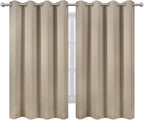 LEMOMO Blackout Curtains 66 x 54 Inch Long Khaki Curtains Set of 2 Panels Room Darkening Curtains for Bedroom and Living Room