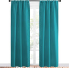 NICETOWN Peacock Blue Blackout Curtains Panels for Window, Thermal Insulated Rod Pocket Blackout Drapes/Draperies for Living Room (2 Panels, W34 x L84 inches)