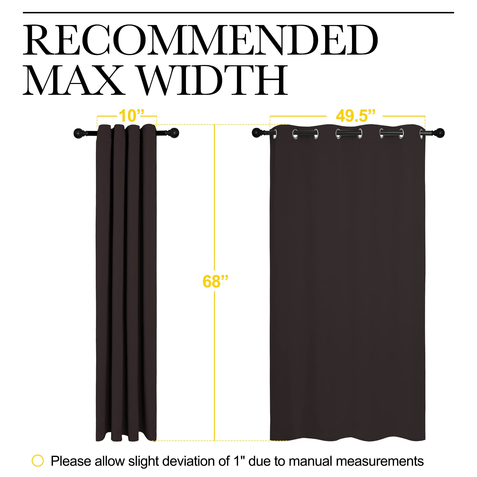 NICETOWN Blackout Curtain Panels for Bedroom Window, Triple Weave Microfiber Energy Saving Thermal Insulated Blackout Draperies and Drapes(2 PCs, 55 inches by 68 inches Each Panel, Toffee Brown)