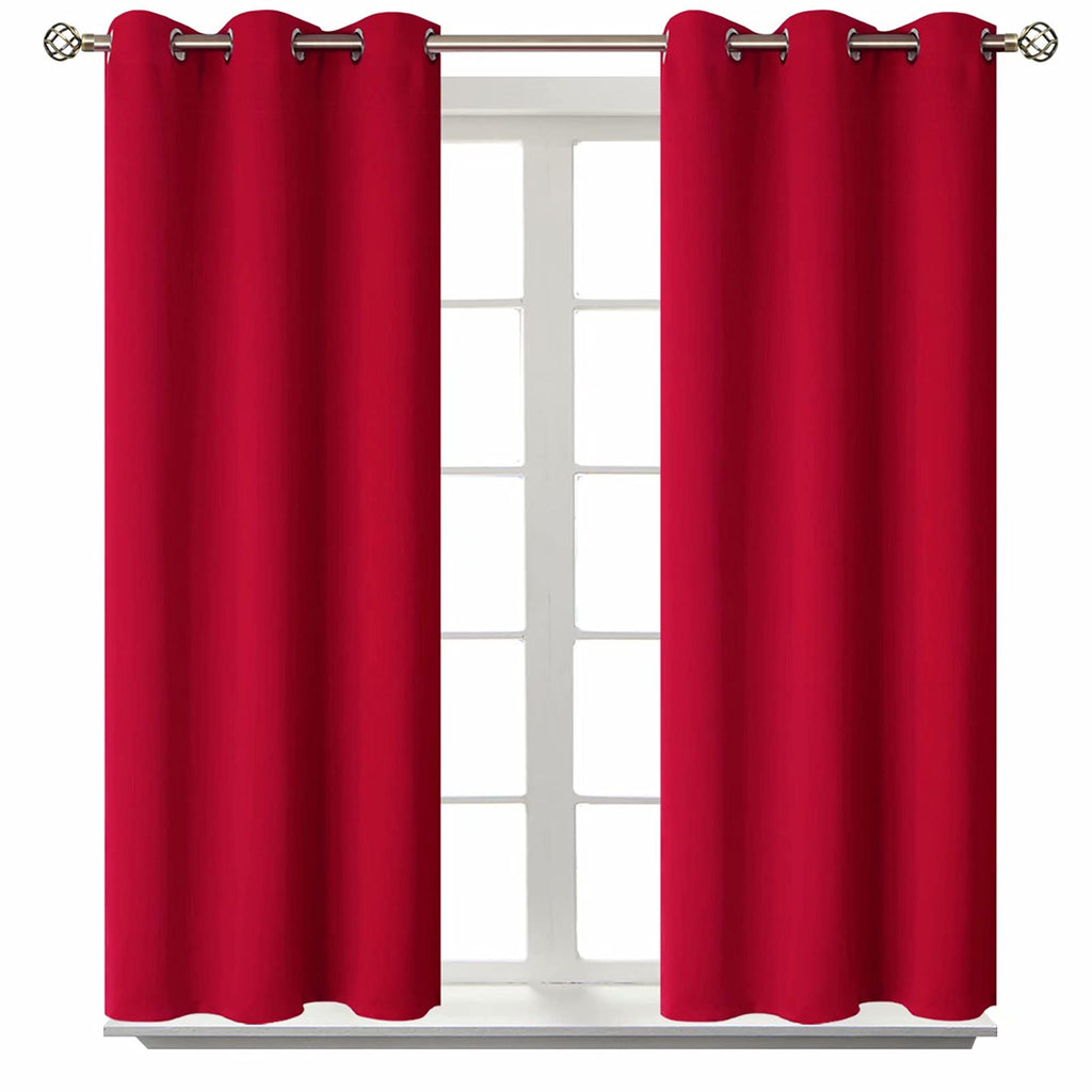 BGment Short Curtains for Small Window 45 Inch Long - Red 2 Panels