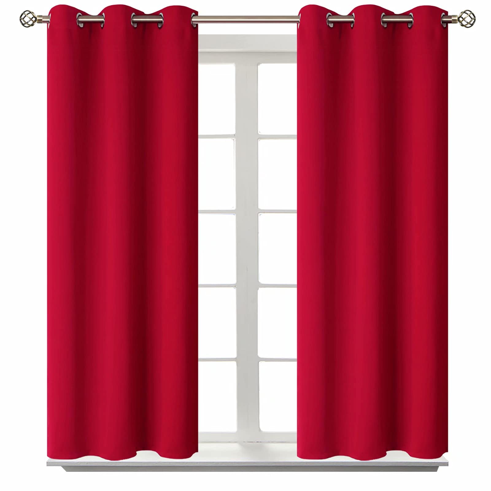 BGment Short Curtains for Small Window 45 Inch Long - Red 2 Panels