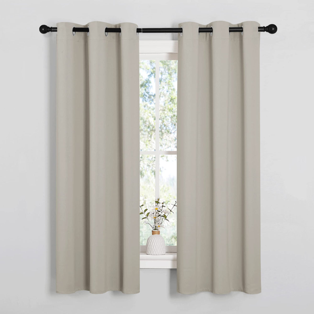 NICETOWN Black Blackout Curtains for Living Room 34" w x 63" L 2 Panels