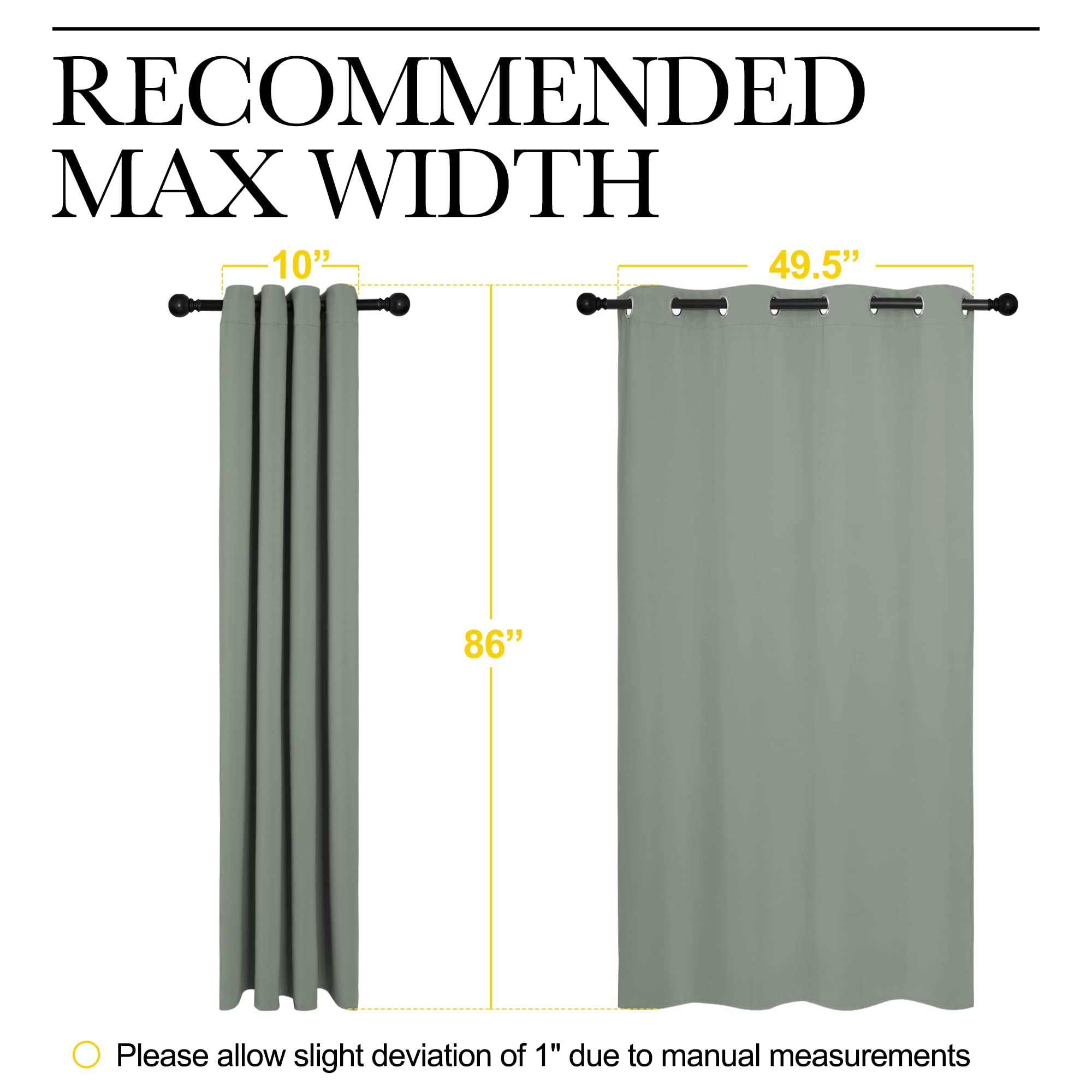 NICETOWN Sage Green Blackout Curtains 86" Long for Office, Dining Room, Guest Room, Sound Reducing Heat and Cold Block Curtain Panels for Modern Room Decorative (55" Wide, 2 Pieces)
