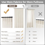 MIULEE Pinch Pleated Thick Linen Curtains 102 Inches Long 2 Panels for Living Room Bedroom, Linen Texture Pleat Drapes Memory Trained Light Filtering Neutral Ivory Cream Farmhouse Window Curtains