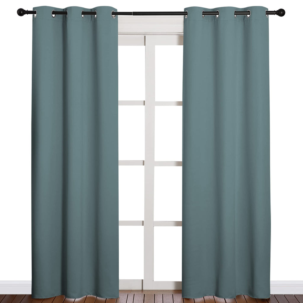 NICETOWN Modern Blackout Curtains Noise Reducing, Thermal Insulated and Privacy Room Darkening Drape Panels for Boy's Guest Room Door Window (Greyish Blue, 2 Panels, W42 x L84 -Inch)