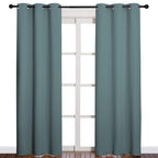 NICETOWN Modern Blackout Curtains Noise Reducing, Thermal Insulated and Privacy Room Darkening Drape Panels for Boy's Guest Room Door Window (Greyish Blue, 2 Panels, W42 x L84 -Inch)