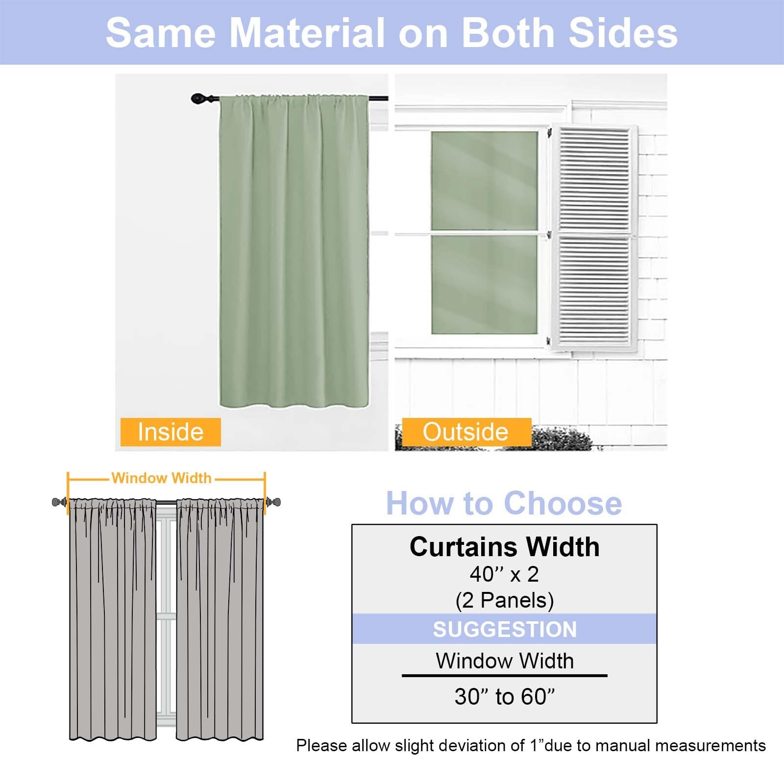Simplebrand Ava Light Green Blackout Curtains for Bedroom 63 Inch Length 2 Panels Set, Solid Thermal Insulated Energy Saving Rod Pocket Window Treatment Curtains Blackout Drapes, W40 x L63 Inch