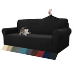 ZNSAYOTX 1 Piece Jacquard Couch Covers for 3 Cushion Couch Living Room High Stretch Sofa Cover Pets Dogs Friendly Anti Slip Thickened Slipcovers Furniture Protector (Sofa, Black)