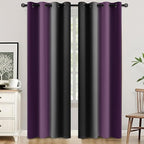SimpleHome Ombre Room Darkening Curtains 84 inches Length for Bedroom,Grommet Gradient Light Blocking Purple and Black Window Curtains for Living Room,2 Panels, 52x84 inches