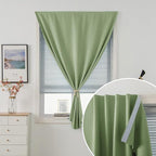 Magic Tape Blackout Curtains for Bedroom No Drillng Self Adhesive Curtains No Rod Small Window, 47" W X 96" L, Sage Green, 1 Panel