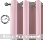 Yakamok Light Blocking Window Blackout Curtains Thermal Insulated Room Darkening Drapes for Bedroom,Solid Grommet Top Window Panels, 52x108 Inch, Pink, One Pair