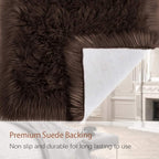 LOCHAS Soft Fluffy Faux Fur Rugs for Bedroom Bedside Rug 3x5 Feet, Washable, Furry Sheepskin Area Rug for Living Room Girls Room, Luxury Shag Carpet Home Decor, Brown